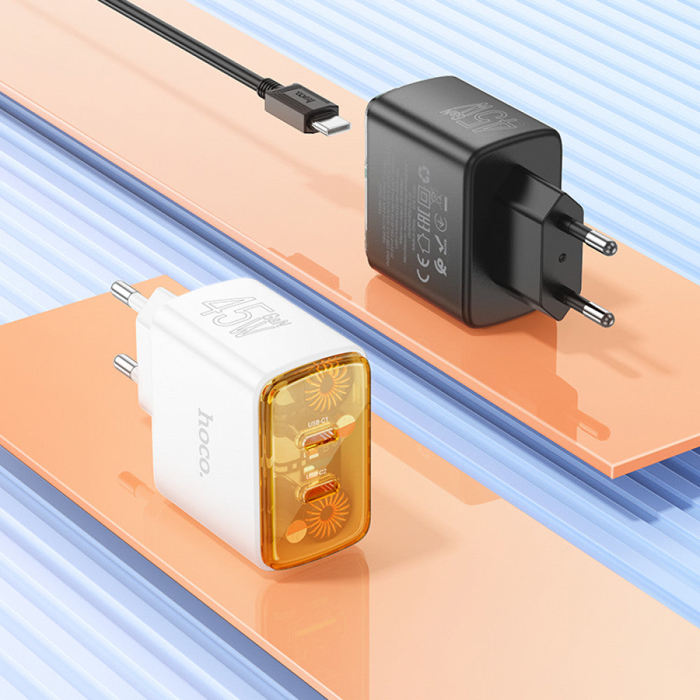 Home Charger | 45W | 2PD | C to C Cable (1m) - Hoco CS43A - White