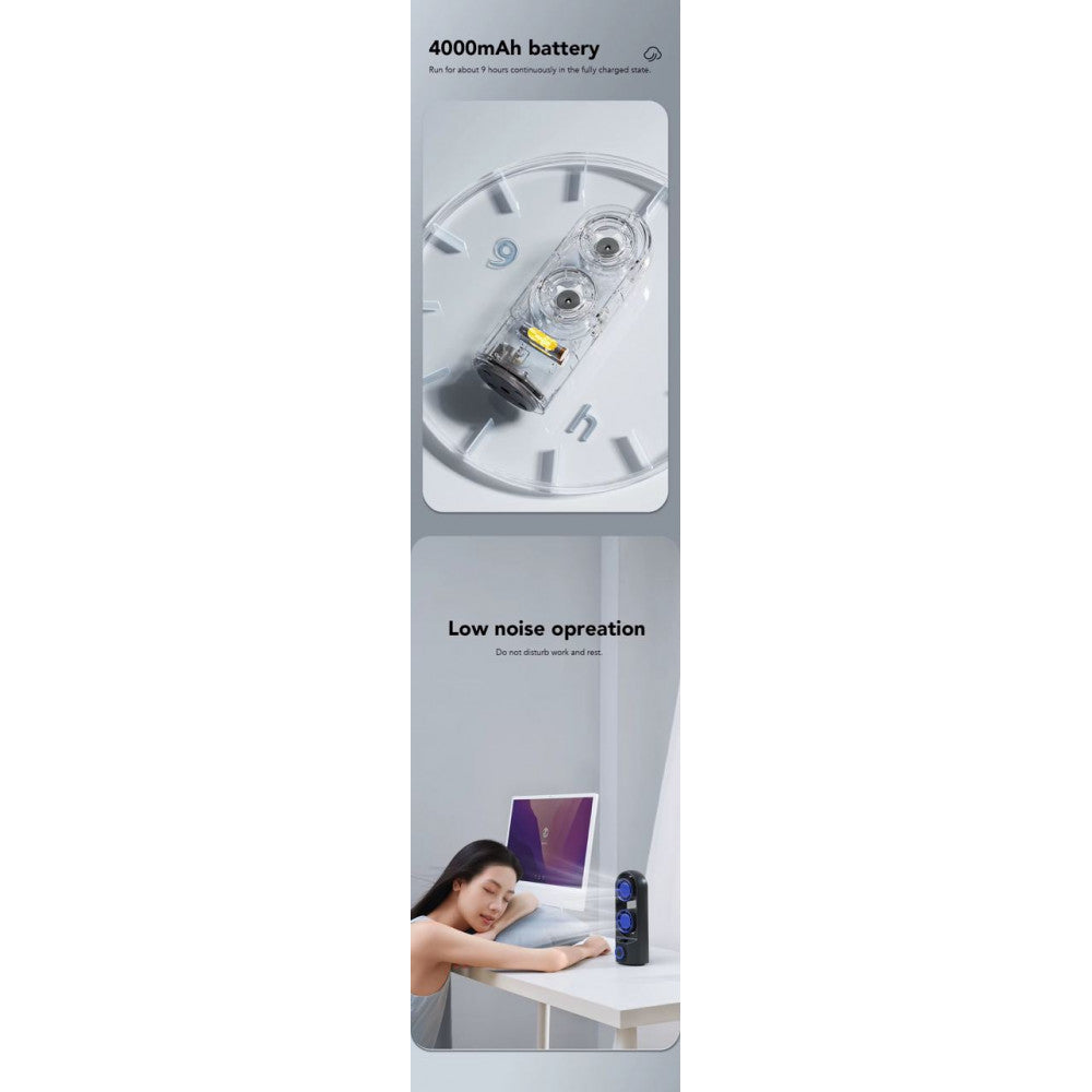 Портативный мини вентилятор WT-F84 Black - 4000 mAh