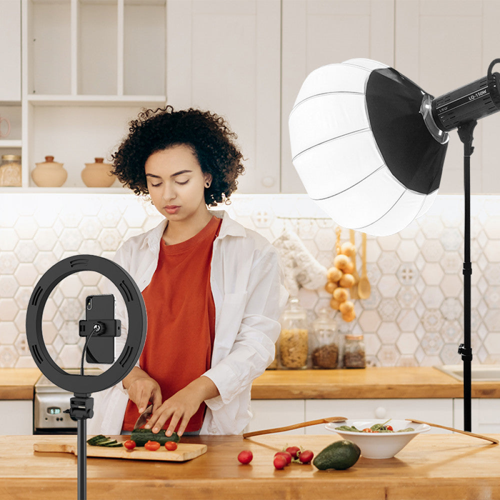 комплект сферичиский софтбокс прожектор штатив LED LIEQI LQ-150, 200W (3200k-5600k) Double color