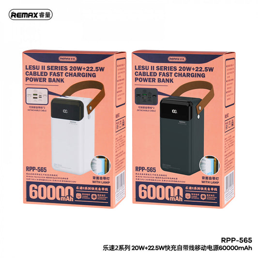 Power Bank 60000 mAh — Remax RPP-565 20W+22.5W Fast charging — Gray
