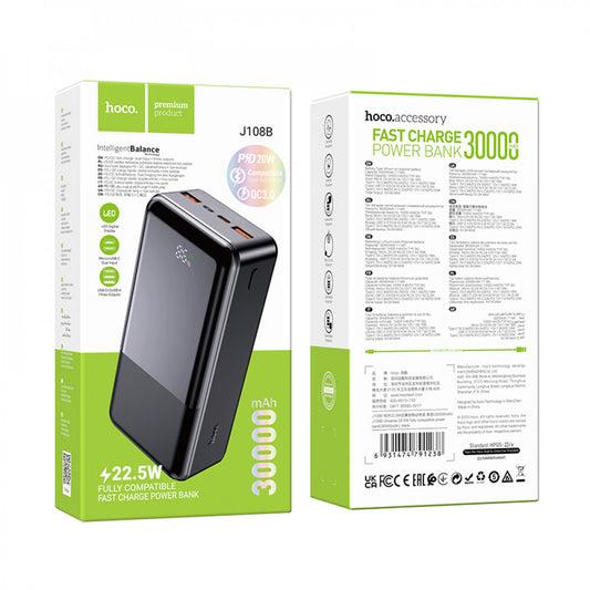 Power Bank 30000 mAh | 22.5W — Hoco J108B — Black