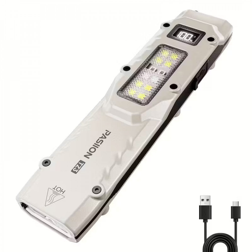 Тактичний плоский перезаряджувальний ліхтарик з цифровим дисплеєм та подвійними перемикачами, нержавіюча сталь