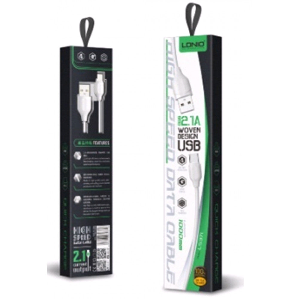 Кабель Lightning 2.4A (1m) Ldnio LS371 White