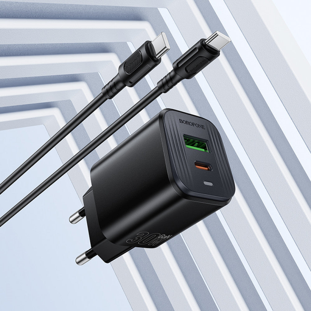 Home Charger | 30W | PD | QC3.0 | C to C Cable (1m) — Borofone BAS85A