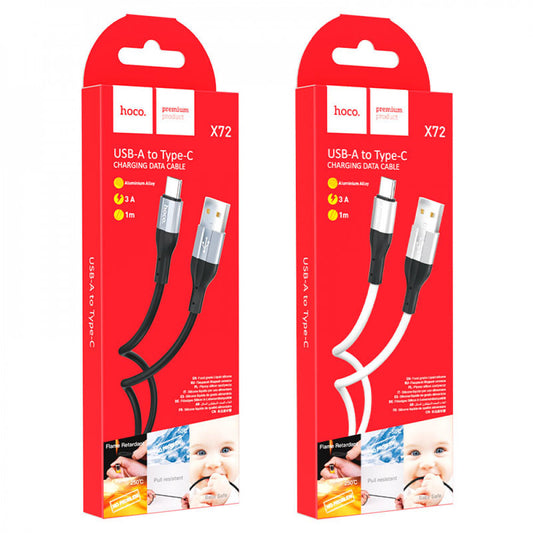 Кабель USB C 3A (1m) — Hoco X72 Silicone — White