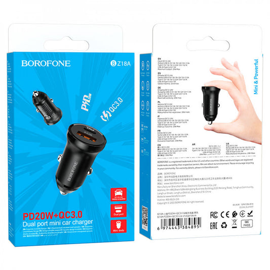 Car Charger 20W PD QC3.0 Borofone BZ18A - Black