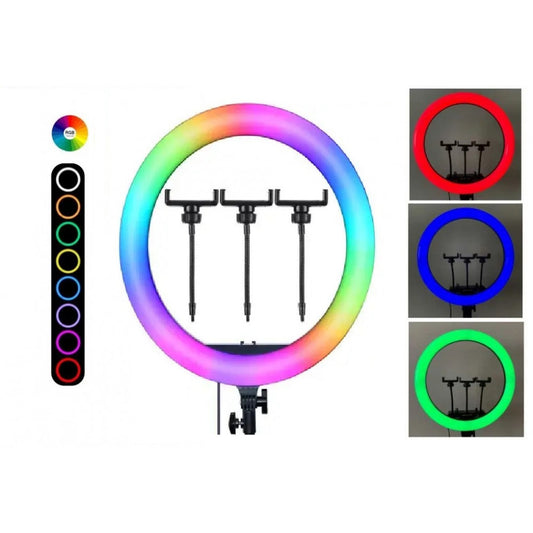 Лампа Кольцевая LED RL-21 RGB Original 54 cm 65w | 416 Lights | Remote I 3m cable with plug I 3 holder I carry bag