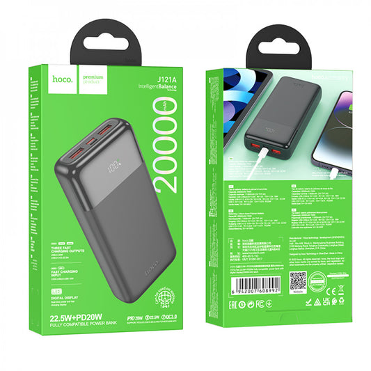 Power Bank 20000 mAh | 22.5W+PD20W — Hoco J121A — Black