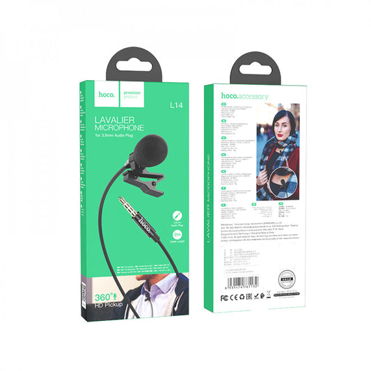 Мікрофон для телефону 3.5mm Hoco L14 Lavalier — Black