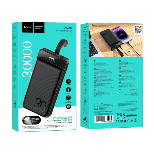 Power Bank 30000 mAh | 22.5W+PD20W - Hoco J123B - Black