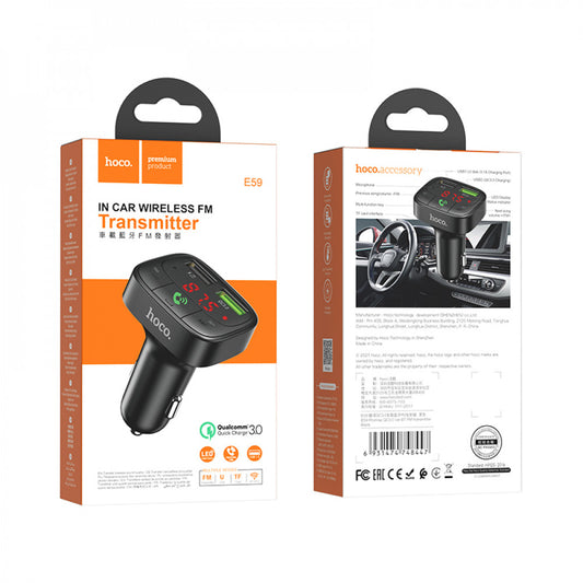 Атомобильное зарядное устройство Fm Transmitter MP3 | Car Charger | 3.0A | 2U — Hoco E59