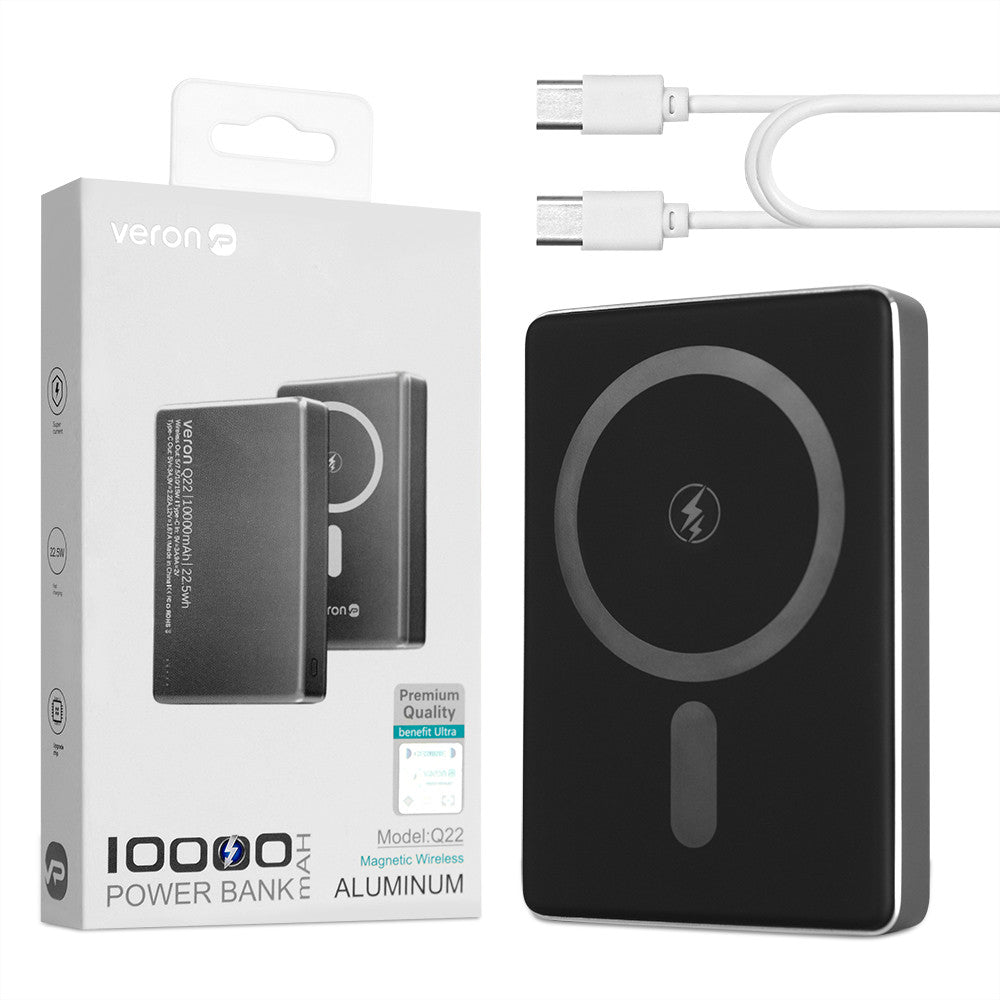 Magsafe Power Bank 10000 mAh | 22.5W - Veron Q22 with magnetic fast charging USB C