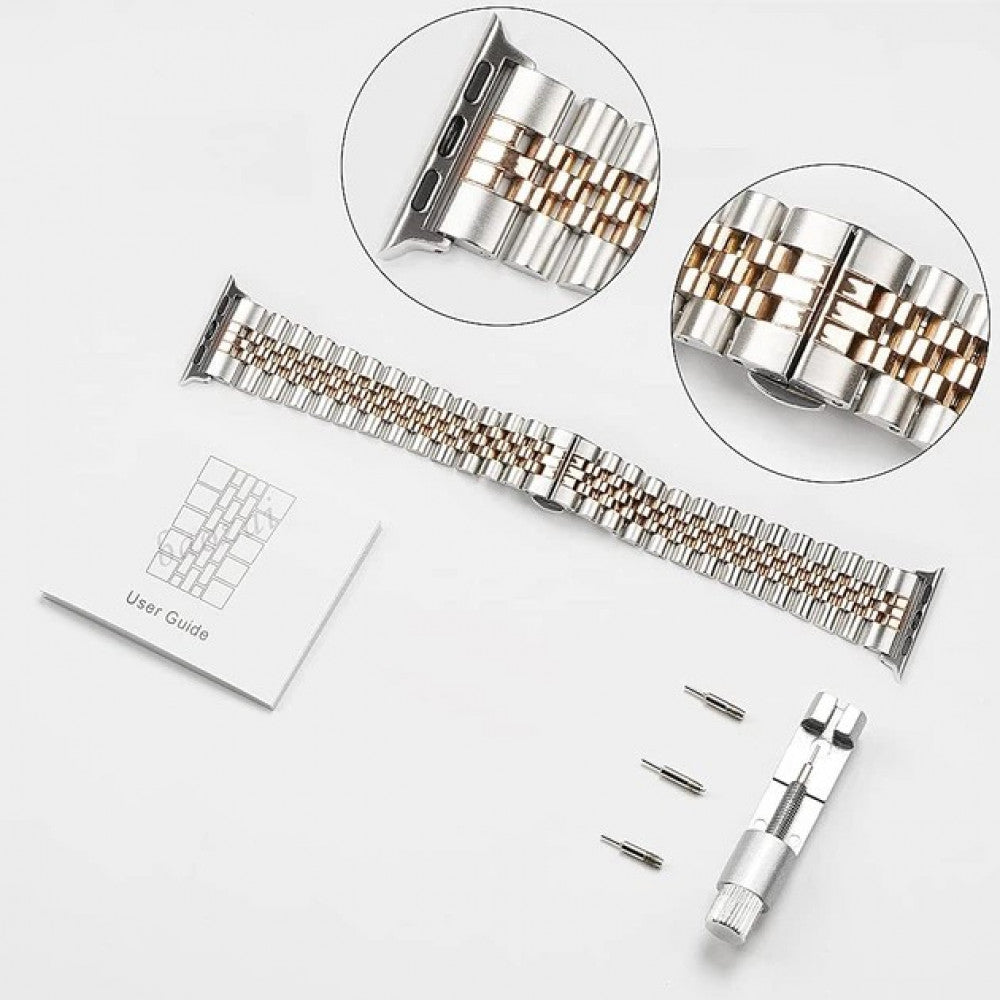 Ремінець 5 Bead Apple Watch 42 mm 44 mm 45 mm 49 mm Silver&Gold
