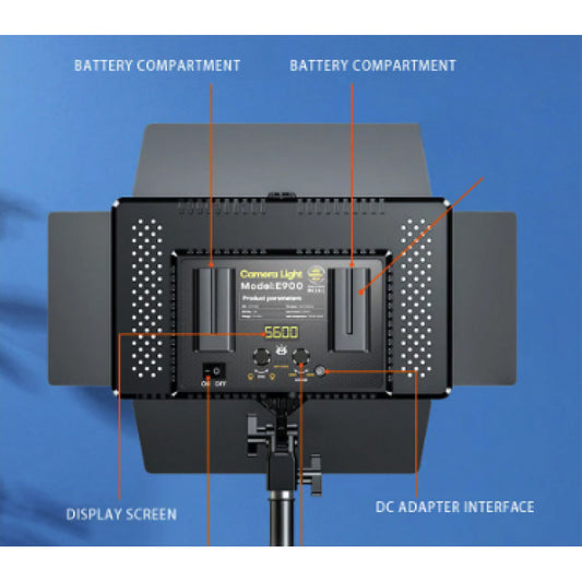 Лампа відеосвітло LED E900 with display 30x17 cm 896 Lights 3000K-6500K Remote (від мережі, акб в комплекті не йдуть)