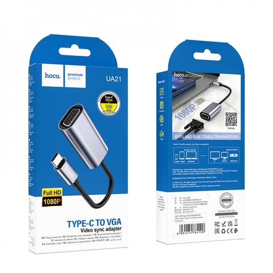 USB Adapter C VGA Hoco UA21 — Metal Gray