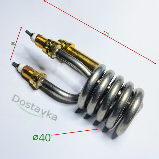 Тэн d40 для проточного водонагревателя 3 кВт (между болтами 30 мм)