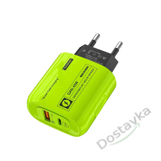Зарядний пристрій Home Charger | 45W | USB PD 25W QC3.0 | USB C для смартфонів iPhone 15 Xiaomi Samsung Huawei
