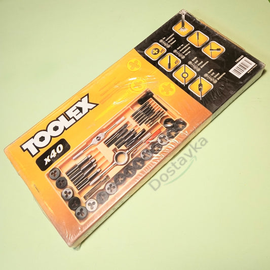 Набор метчиков и плашек 40 в 1 Toolex 19S040 (M3-M12)