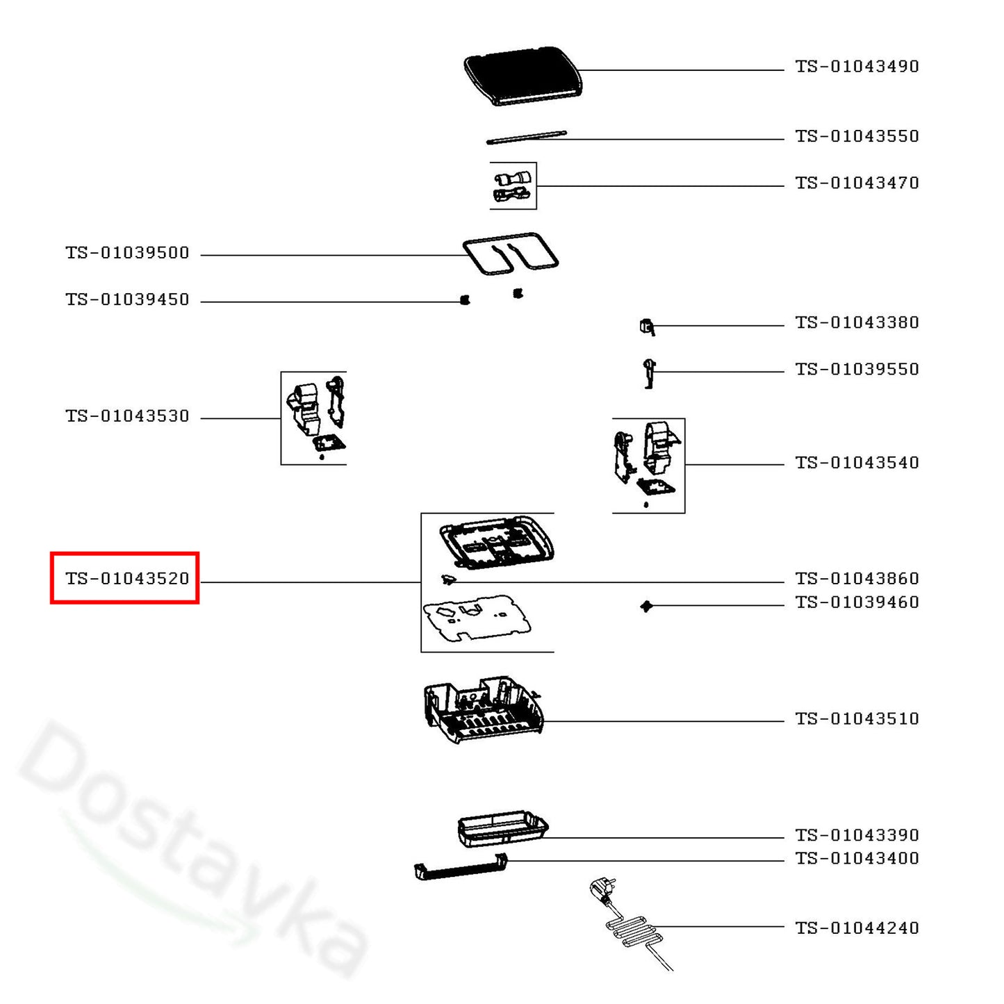 Отражатель (рефлектор) нижнего тена с ручкой для электрогриля Rowenta, Tefal (TS-01043520)
