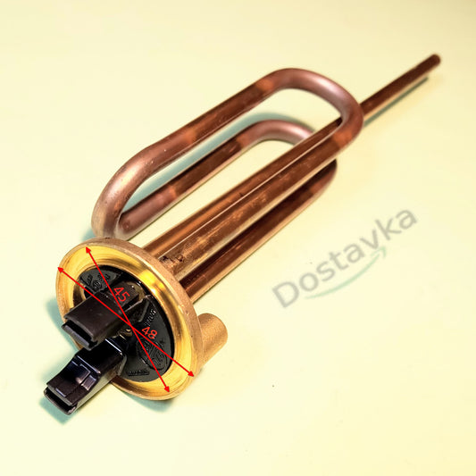 Медный тэн (d45-48) 1500Вт (26 см) в бойлер Reco 184280, Atlantic, Scandy P24 (под анод M6)