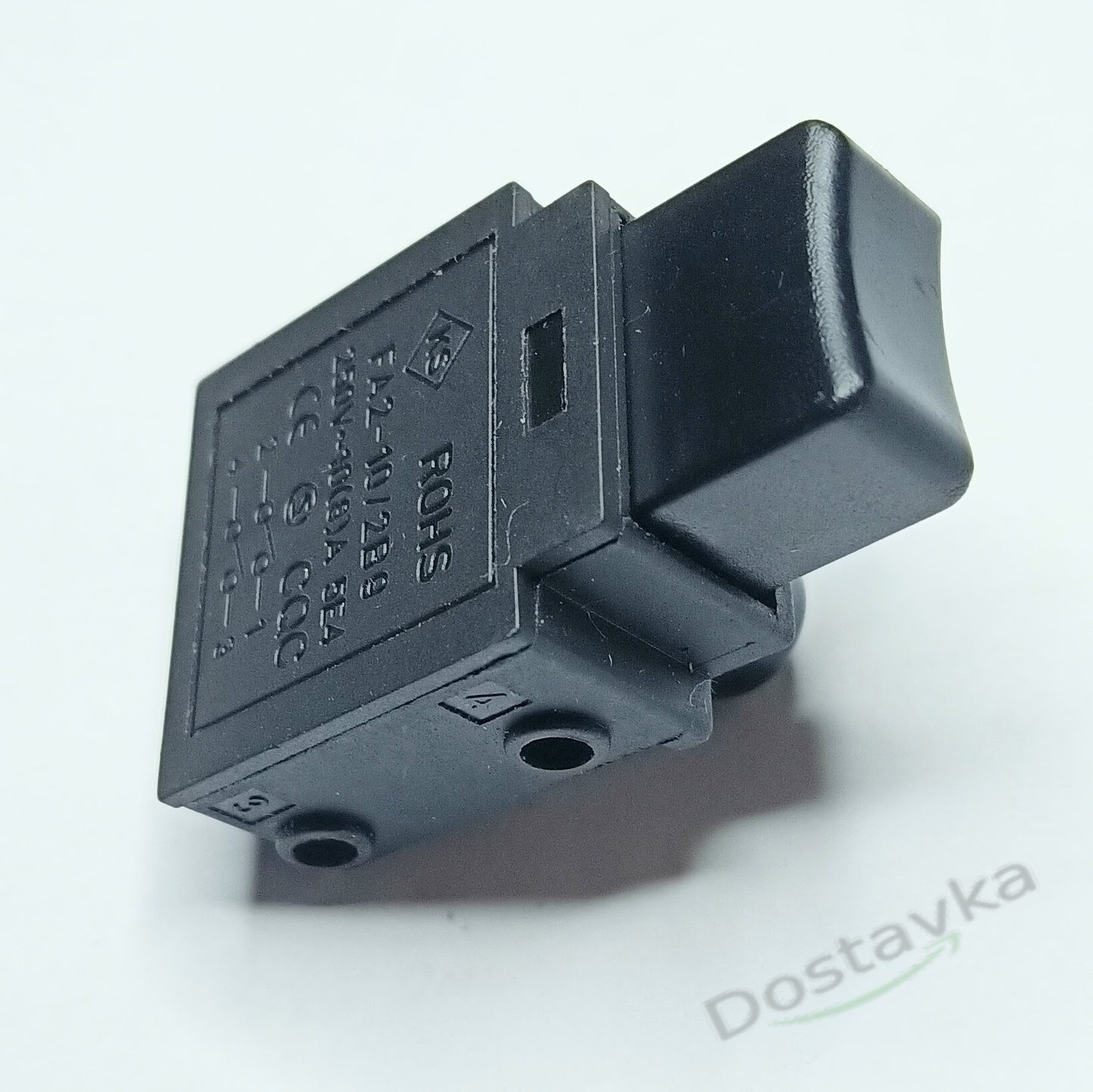 Кнопка-выключатель ROHS FA2-10/2B9 250V 10A клавиша 20*10 (по центру) для электропил (фиксатор)