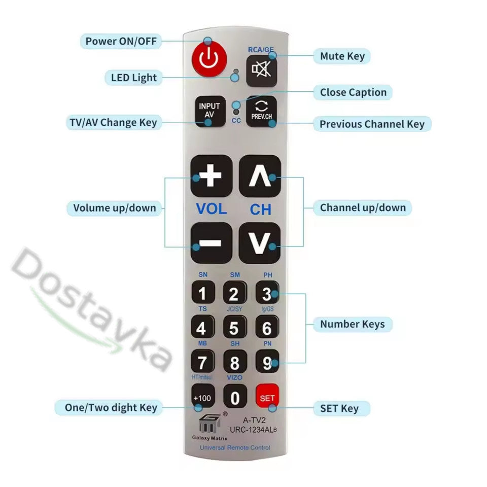 Универсальный пульт R-TV2 (R-TV3/ RM-L1382) для любого телевизора LG/ Samsung
