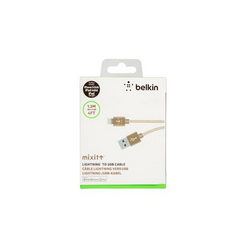 USB дата-кабель (Lightning) Belkin в оплетке L=1200mm для моб. тел. iPhone 5 Apple золотистый