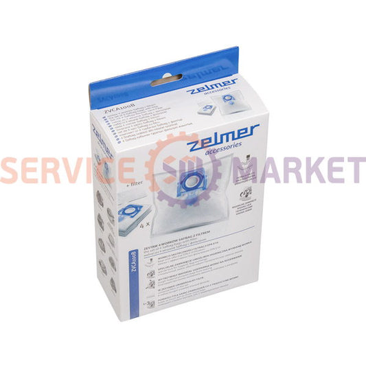 Набір мікрохвиль мішки. (8 шт.) SAFBAG+ фільтр мотора (2 шт.) ZVCA100B для пилососу Zelmer синій