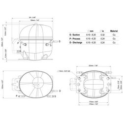 Компрессор для холодил. EMBRACO ASPERA NEU6212U R290 850W (с пуск. реле CSIR)