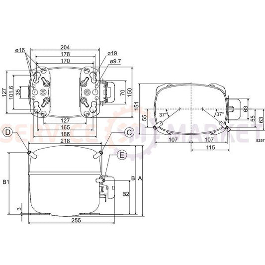Компресор для охолодження. SECOP (DANFOSS) SC18MLX R404а/R507а 1497W
