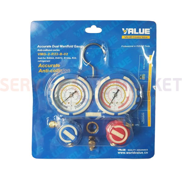 Манометрический коллектор 2- вентильный VMG -2 R22 -В - 02 VALUE (R404 R407 R22 R134)