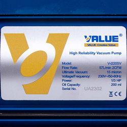 Вакумний насос з манометром Value VI 220-SV (2 ступ., 51 л/хв.)