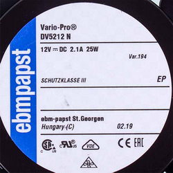 Вентилятор Rational 40.00.474 EBM-PAPST DV5212N 12V DC 2.1A 25W (127x127x38mm)