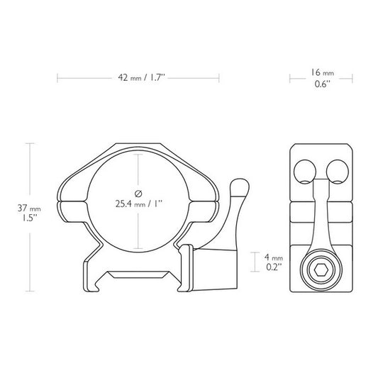 Кольца Hawke Precision Fast Release 1"/Weaver/Low (23010)