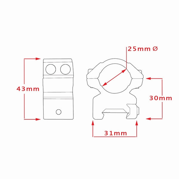 Кольца Hawke Matchmount 1"/Weaver/Med (22113)