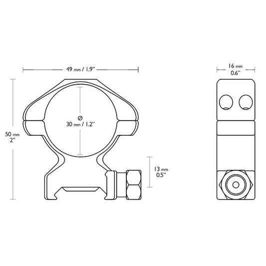 Кольца Hawke Precision 30mm/Weaver/High (23007)