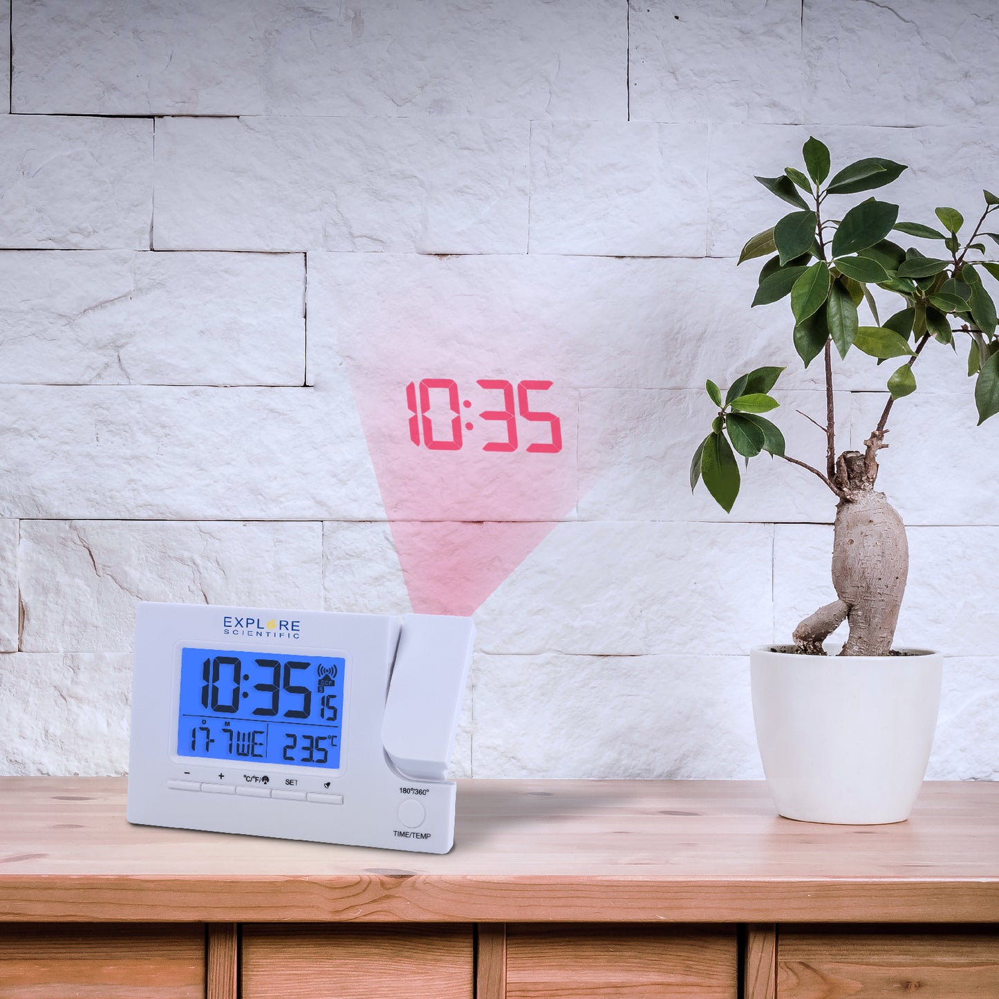 Часы проекционные Explore Scientific Slim Projection RC Dual Alarm White (RDP1003GYELC2)