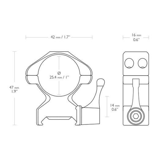 Кольца Hawke Precision Fast Release 1"/Weaver/High (23012)