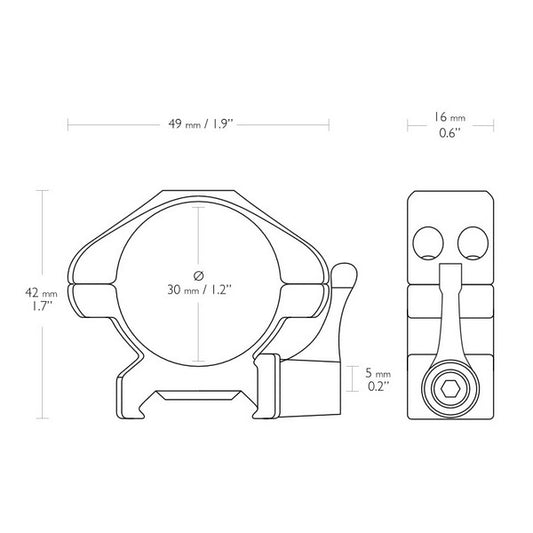 Кольца Hawke Precision Fast Release 30mm/Weaver/Low (23015)