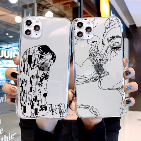 Abstract geometric art line TPU case — iPhone 12 Pro 6.1" — Heart 2