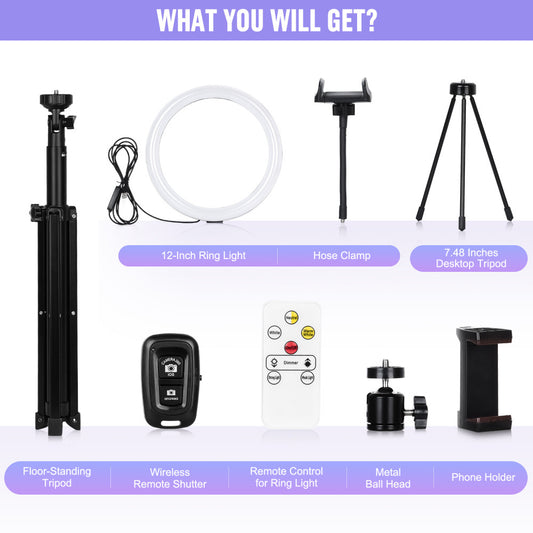 Лампа кільцева комплект LED 30см CODN-12INCH SET +1.45cm tripod stand