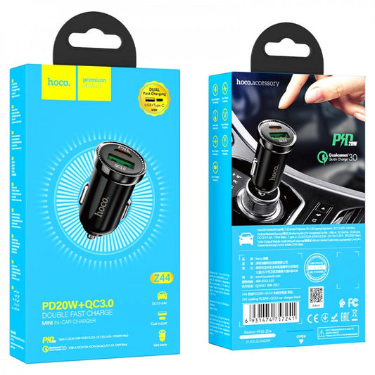 Car Charger | 20W | PD | QC3.0 - Hoco Z44 - Black