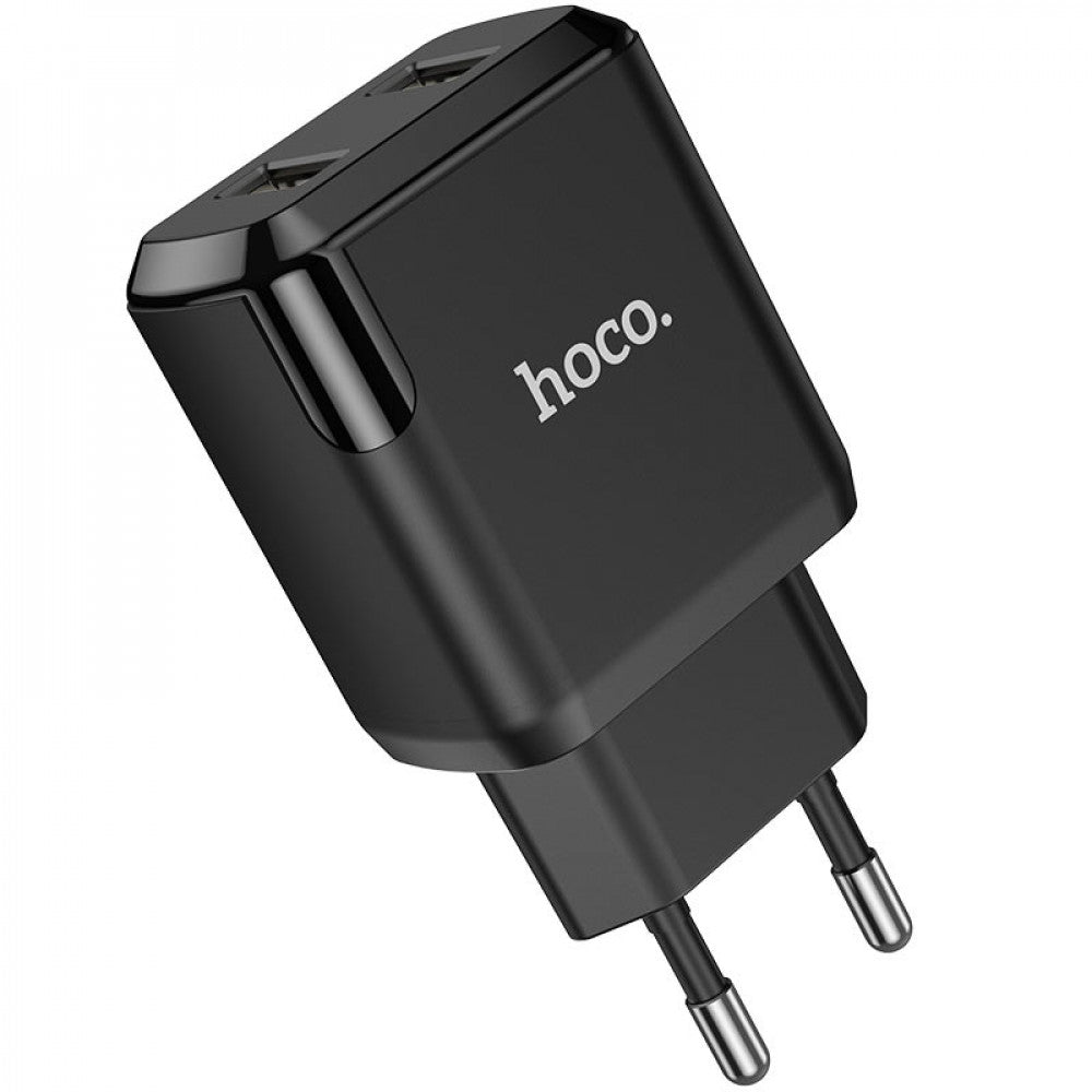 Home Charger | 2.1A | 2U | USB C Cable (1m) - Hoco N7 - Black