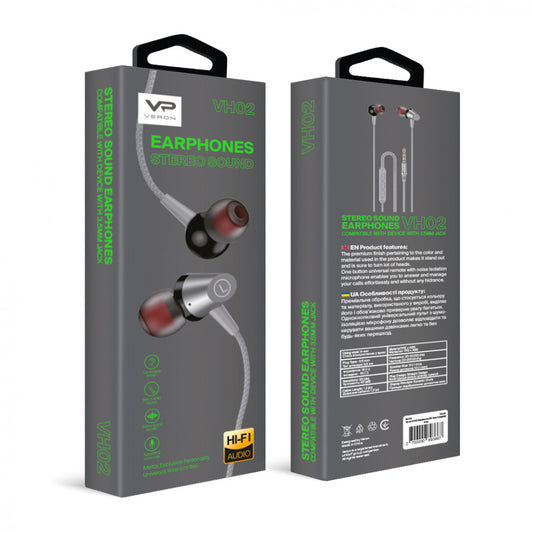 Навушники із мікрофоном 3.5mm — Veron VH02 Gray