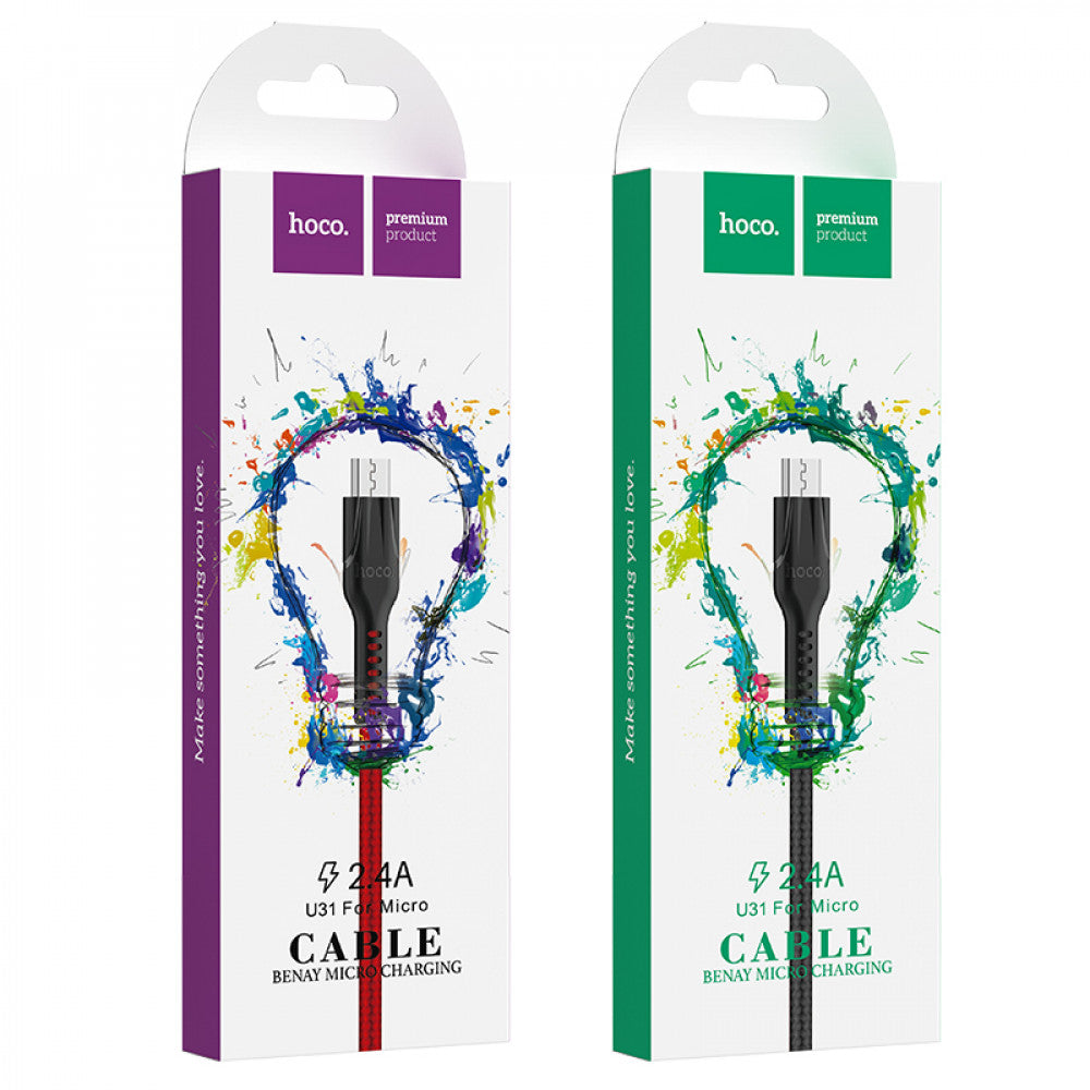 Кабель Micro 2.4A (1.2m) - Hoco U31 - Black