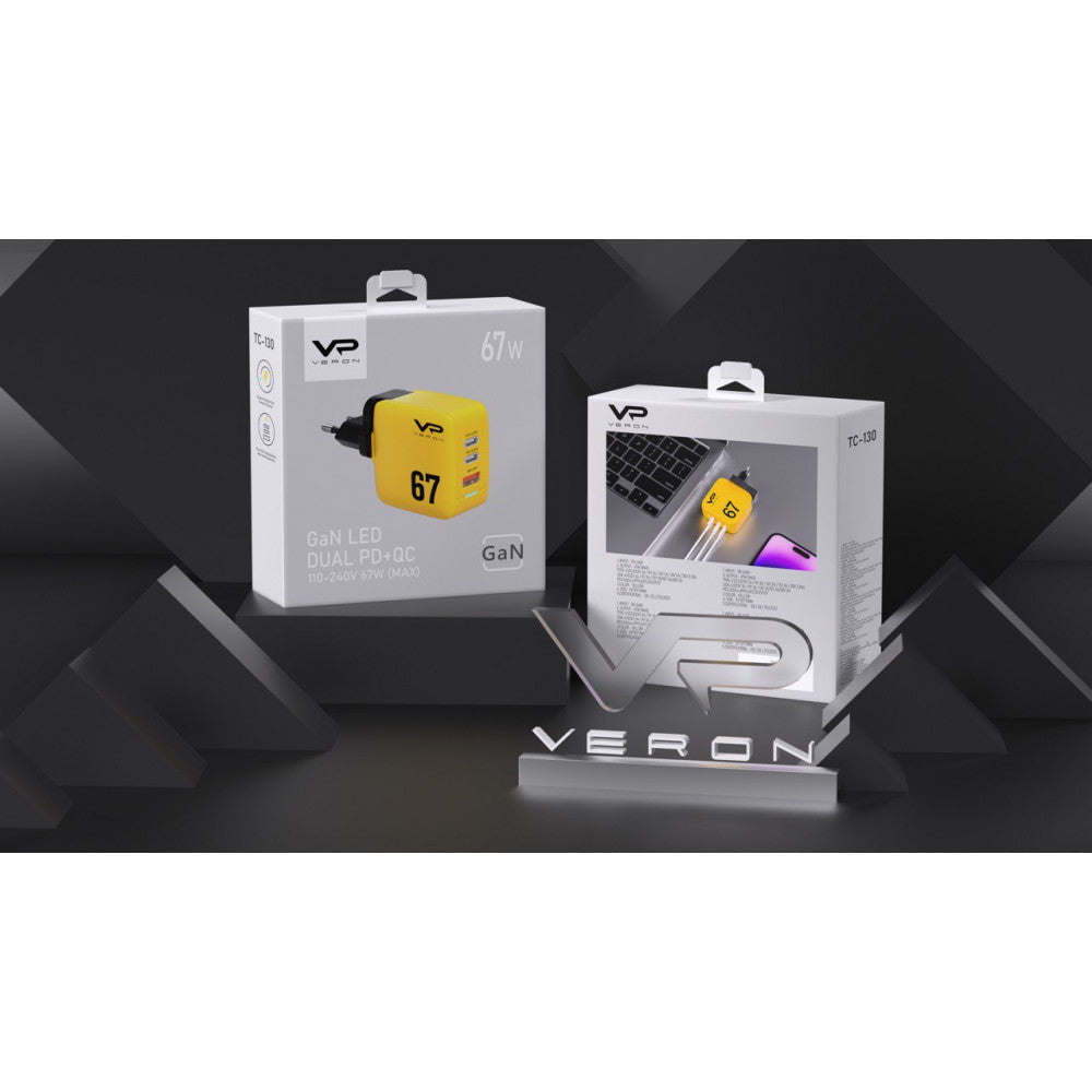 Home Charger | 67W | GaN | 2 PD | QC3.0 — Veron TC-67