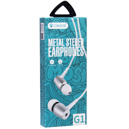 Навушники із мікрофоном 3.5mm — Celebrat G1 — White