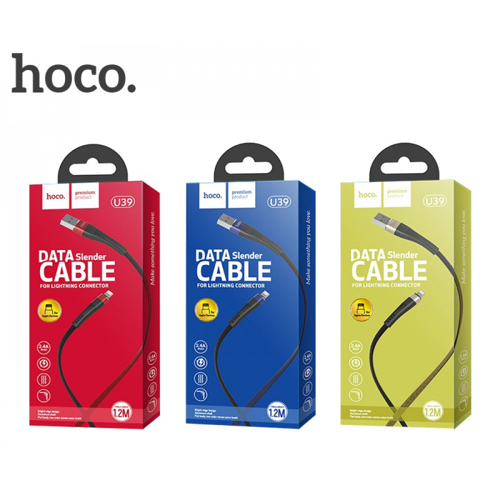 Кабель Lightning 2.4A (1.2m) - Hoco U39 - Black & Gold