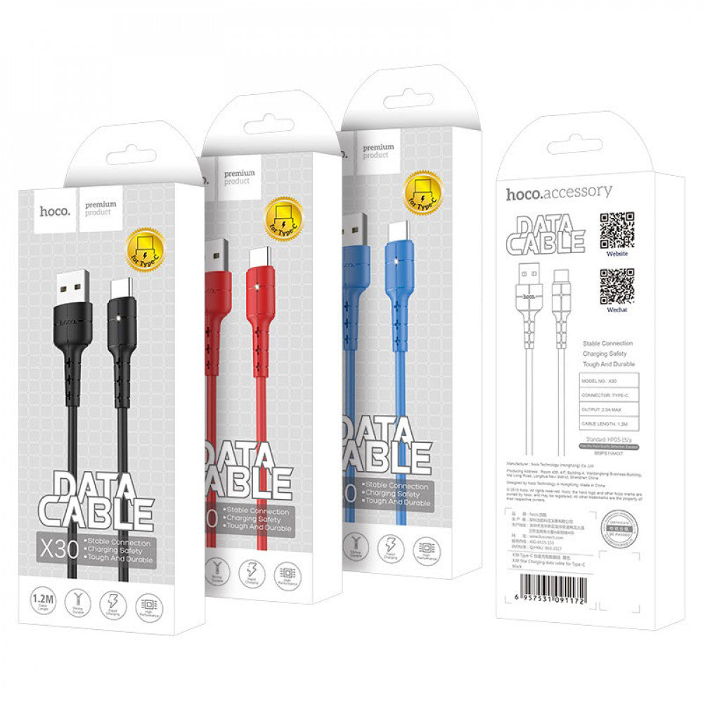 Кабель USB C 2A (1.2m) - Hoco X30 - Black