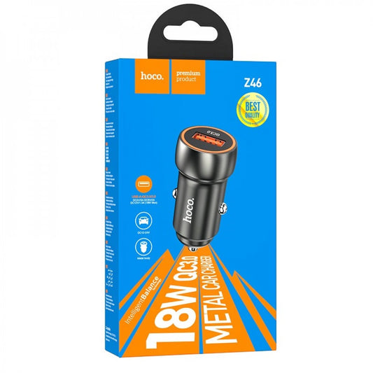 Car Charger | 18W | QC3.0 - Hoco Z46 - Metal Gray